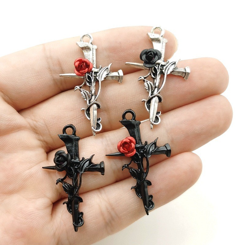 1 Piece Alloy Cross Rose Polished Pendant display picture 1