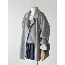 2024新款秋冬季感毛呢灰色呢子大衣女外套小个子冬天短款气质