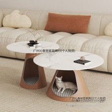 极简茶桌整套装组合岩板茶机轻奢现代简约圆形小户型茶几客厅家用
