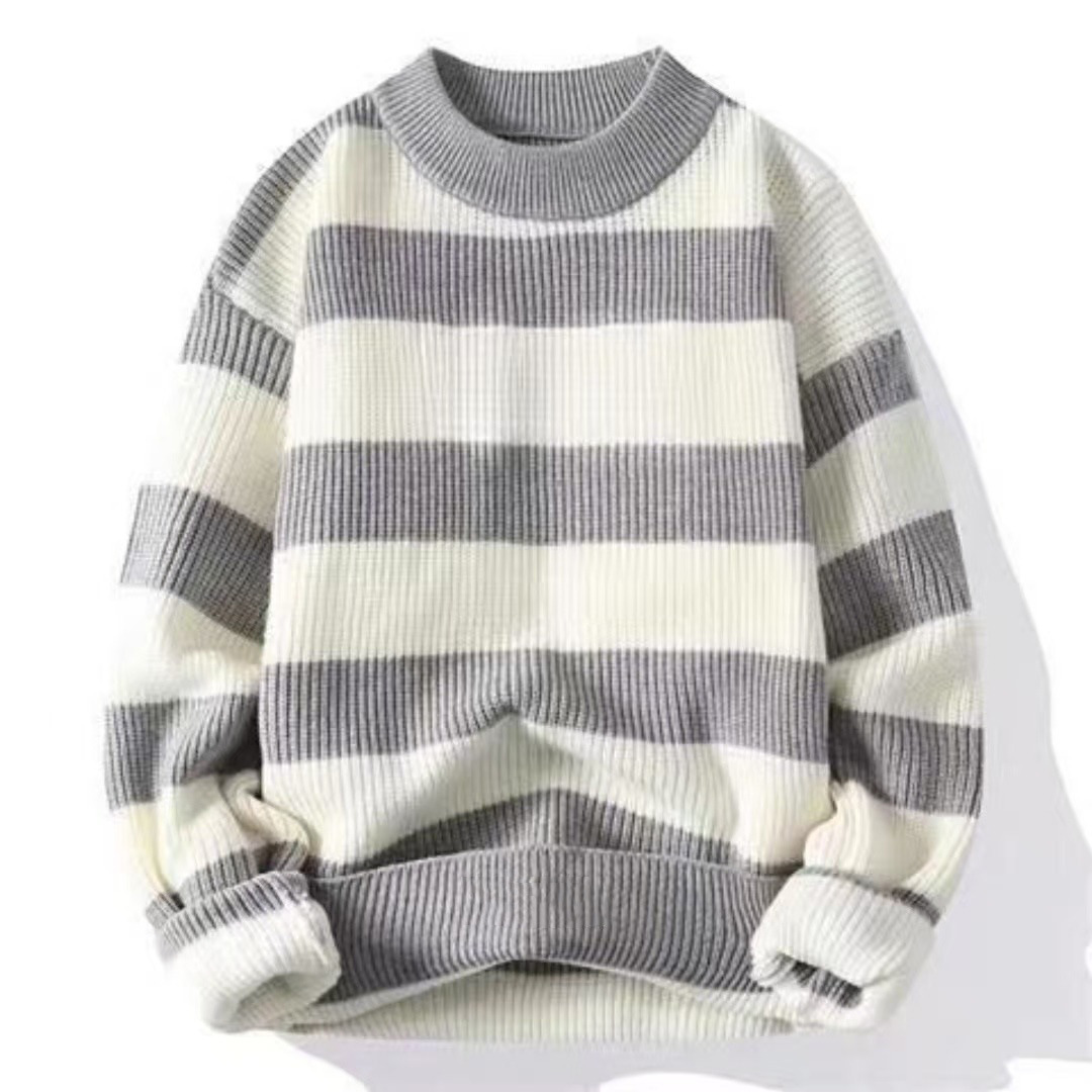 Suéter de cuello redondo de color sólido para hombres texturas de torsión en la camisa de base de invierno y otoño caliente comercio exterior al por mayor transfronterizo image 21