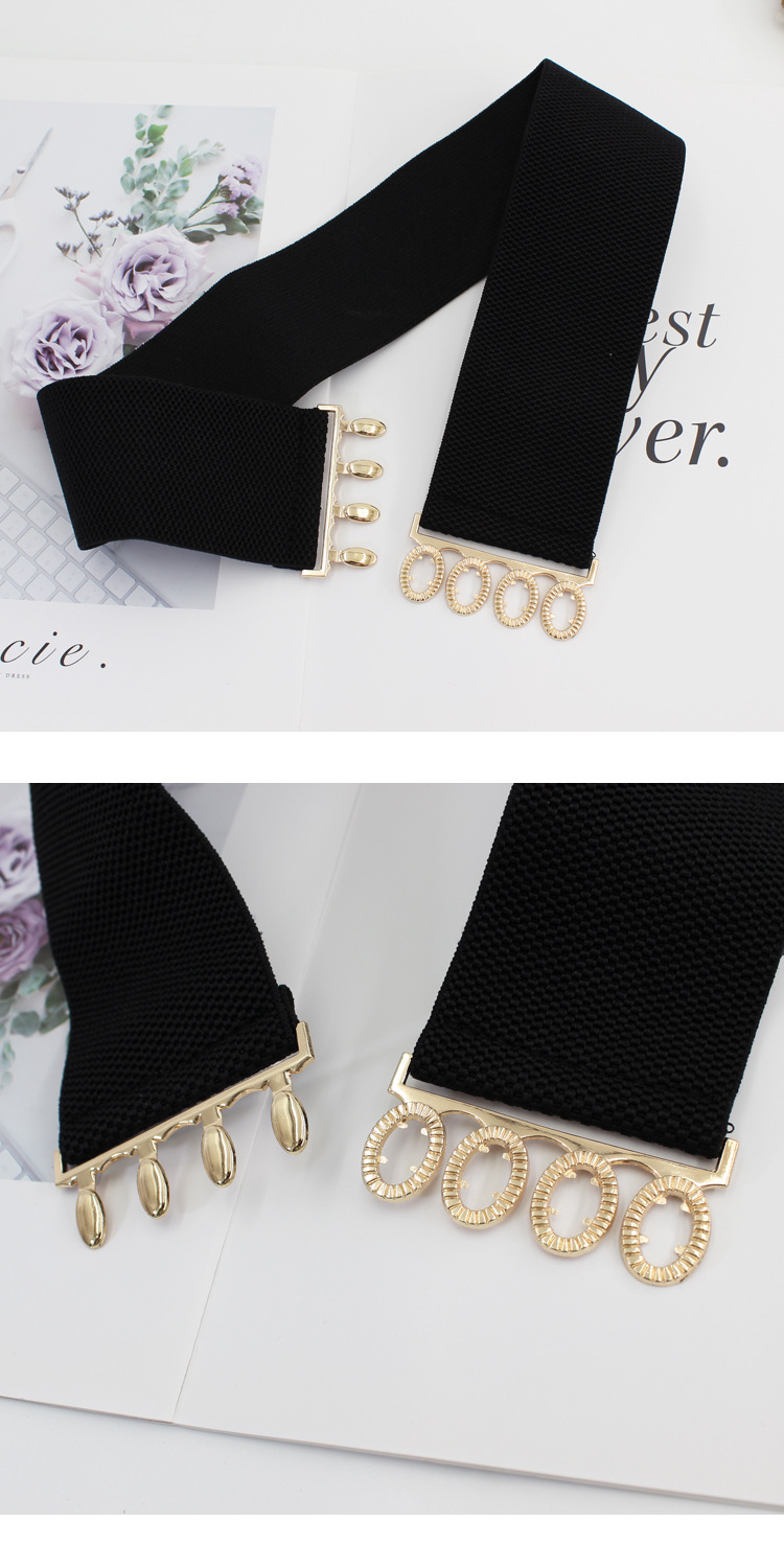 Vestito da donna versatile con elastico in vita, bottoni dorati, decorazione alla moda, cintura elastica larga in vita_voghion.com