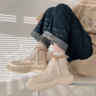 加絨雪地靴女2021年冬季新款ins潮保暖韓版加厚網紅時尚低幫棉鞋