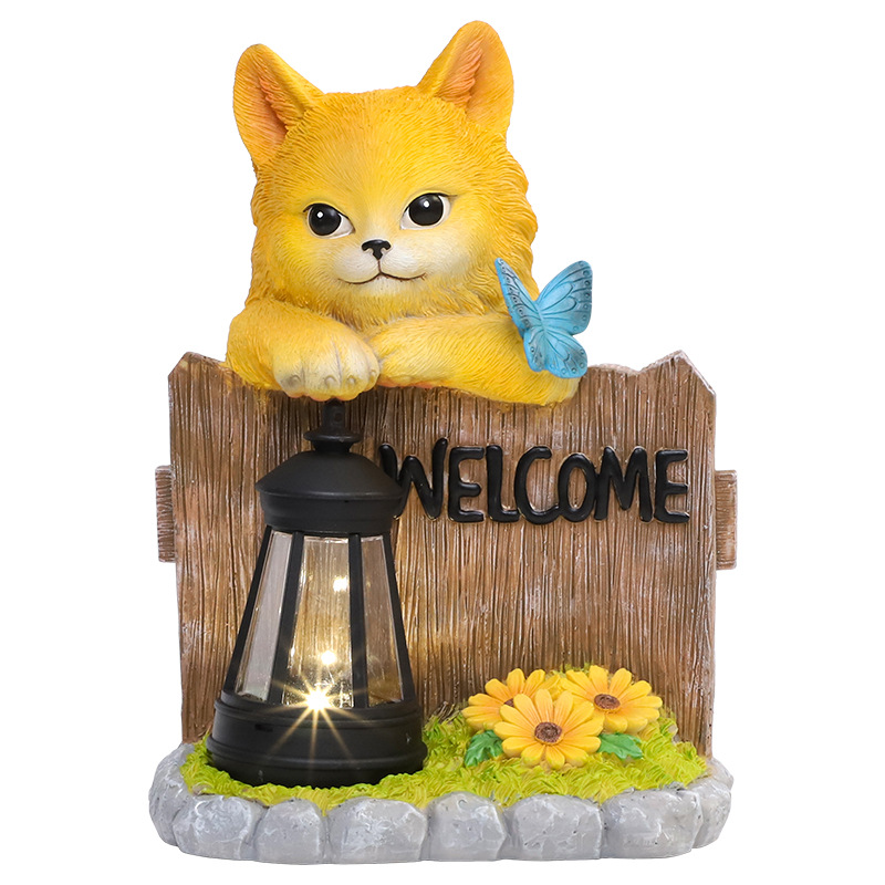 Jardín paisajismo colgante de dibujos animados jardinería decoración de resina artesanía jardín tarjeta de bienvenida lámpara solar de césped