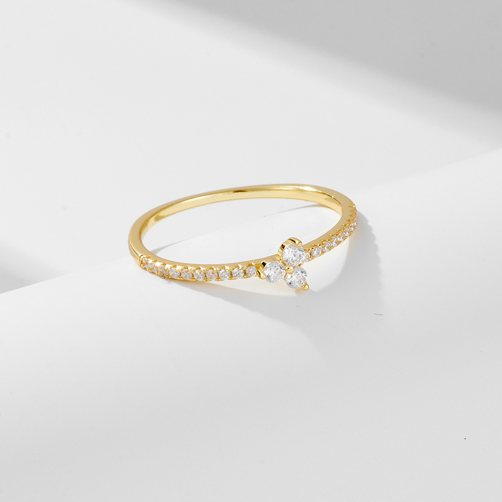 Estilo coreano ins simple luz de lujo anillo de plata esterlina hembra micro incrustaciones de ZIRCON nicho todo fósforo Internet celebridad fina anillo pulsera