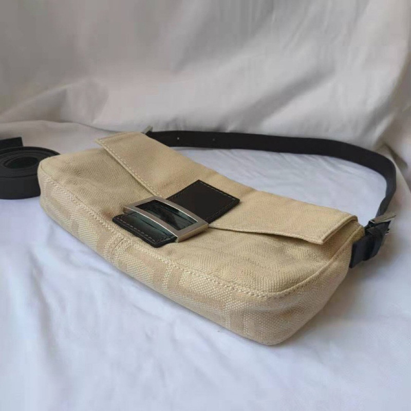 2026 Cream Baguette Bag Tree Paste Leather Vintage Underarm Bag Handbag Shoulder Crossbody Bag Brown Canvas Casual Bag