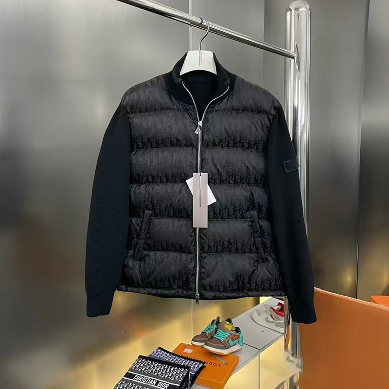 【现货】字母D高品质羊毛针织羽绒服拼接男士秋冬白鸭绒保暖外套|undefined