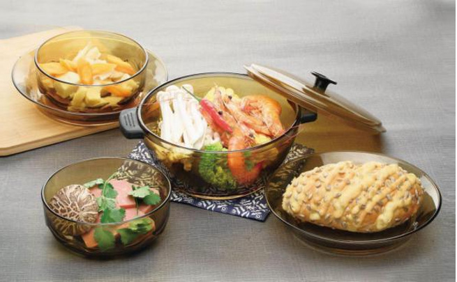 Tazón de vidrio Tazón de fideos instantáneos para el hogar de color marrón con tapa Olla de sopa de gran capacidad Espesar Juego de tazón de sopa de doble oreja para el hogar