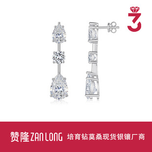 Cross-Border New Product European and American Style Exaggerated Elegant Moissanite Earrings S925 Sterling Silver Earrings for Women Light Luxury Versatile Earrings