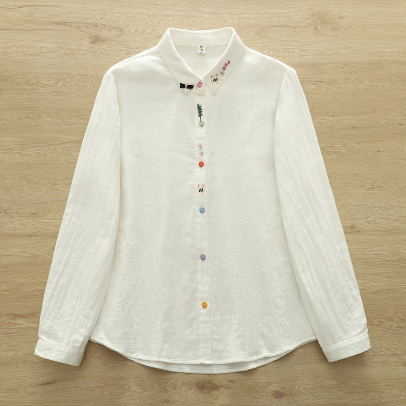 Spring and Autumn Fresh Double-layer Cotton Long-sleeved Shirt Women's Soft Skin-friendly Cotton Layered Casual Top