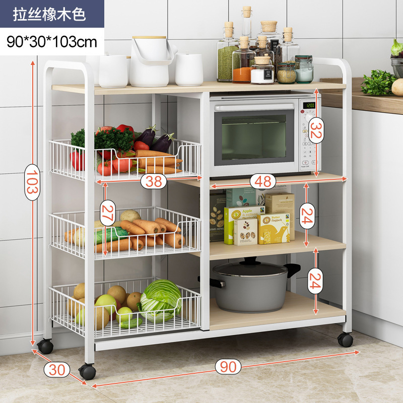 Estante de cocina móvil Estante de frutas y verduras multicapa de piso Horno de microondas multifuncional Olla arrocera Estante de almacenamiento de horno