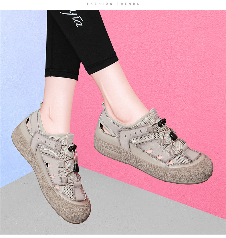 Sandal nữ da thật lỗ thoáng khí đế mềm chống trượt đi biển — 7189 Màu vàng, 7189 màu be chi tiết 11