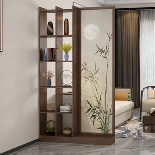 Door-to-door screen porch living room partition cabinet shielding door solid wood double-sided new Chinese sofa