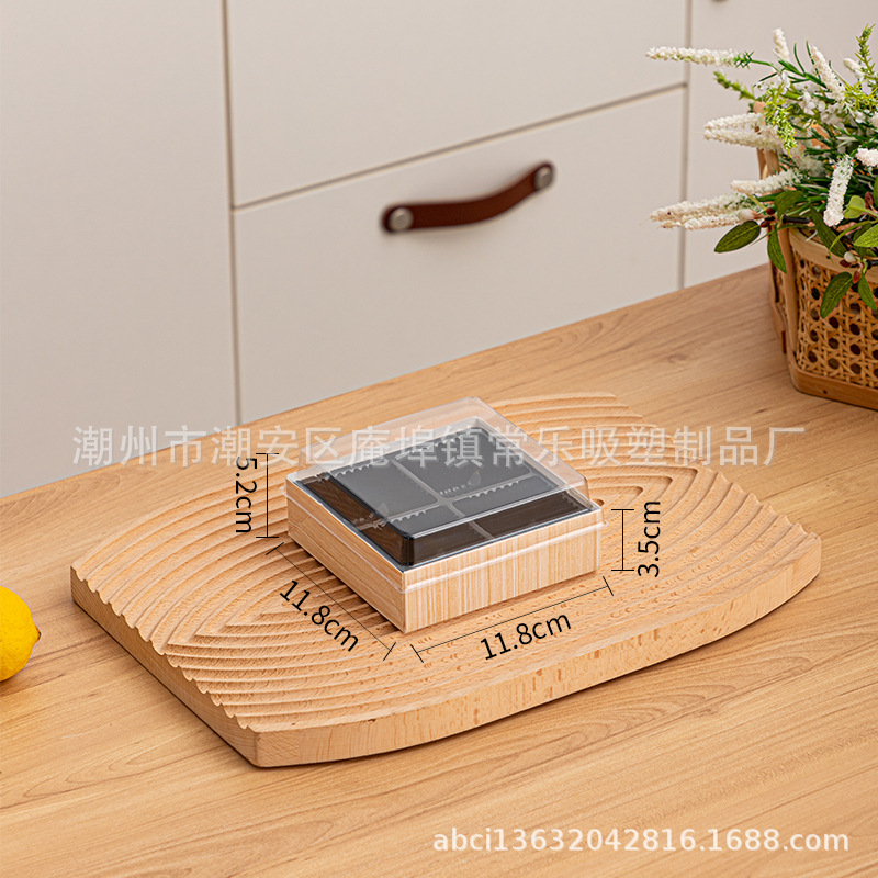 Caja de corte de fruta cuadrada sin plegables, tres cuadrados, cuatro cuadrados, nueve cuadrados de sushi salado, caja de embalaje de papel y plástico