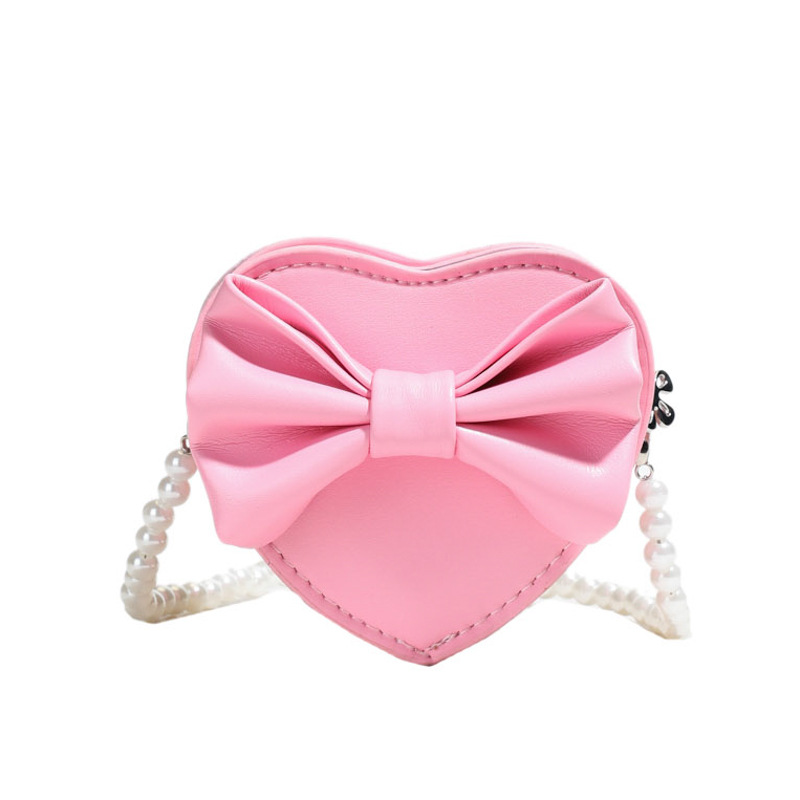 Caramelo lindos bolsos de hombro de niña dulce arco cadena de perlas baby mochila bolsos de amor para niños