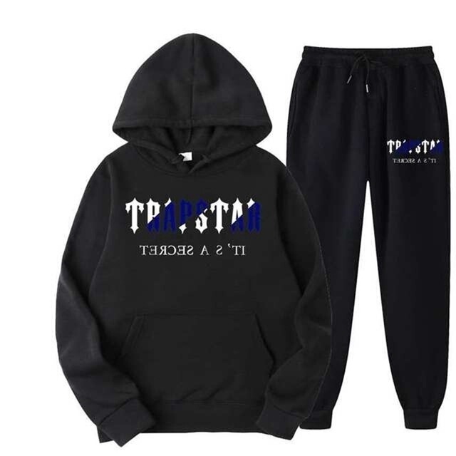 Foreign Trade TRAPSTAR Letter Printing Men's Pullover Sweater Two-piece Loose Hoodie Sweater suit Foreign Trade TRAPSTAR Letter Printing Men's Pullover Sweater Two-piece Loose Hoodie Sweater suit