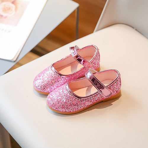 Elsa Princess Children's Fashion Soft Sole Dance High Heels for Little Girls with Sparkling Crystal Baby Shoes