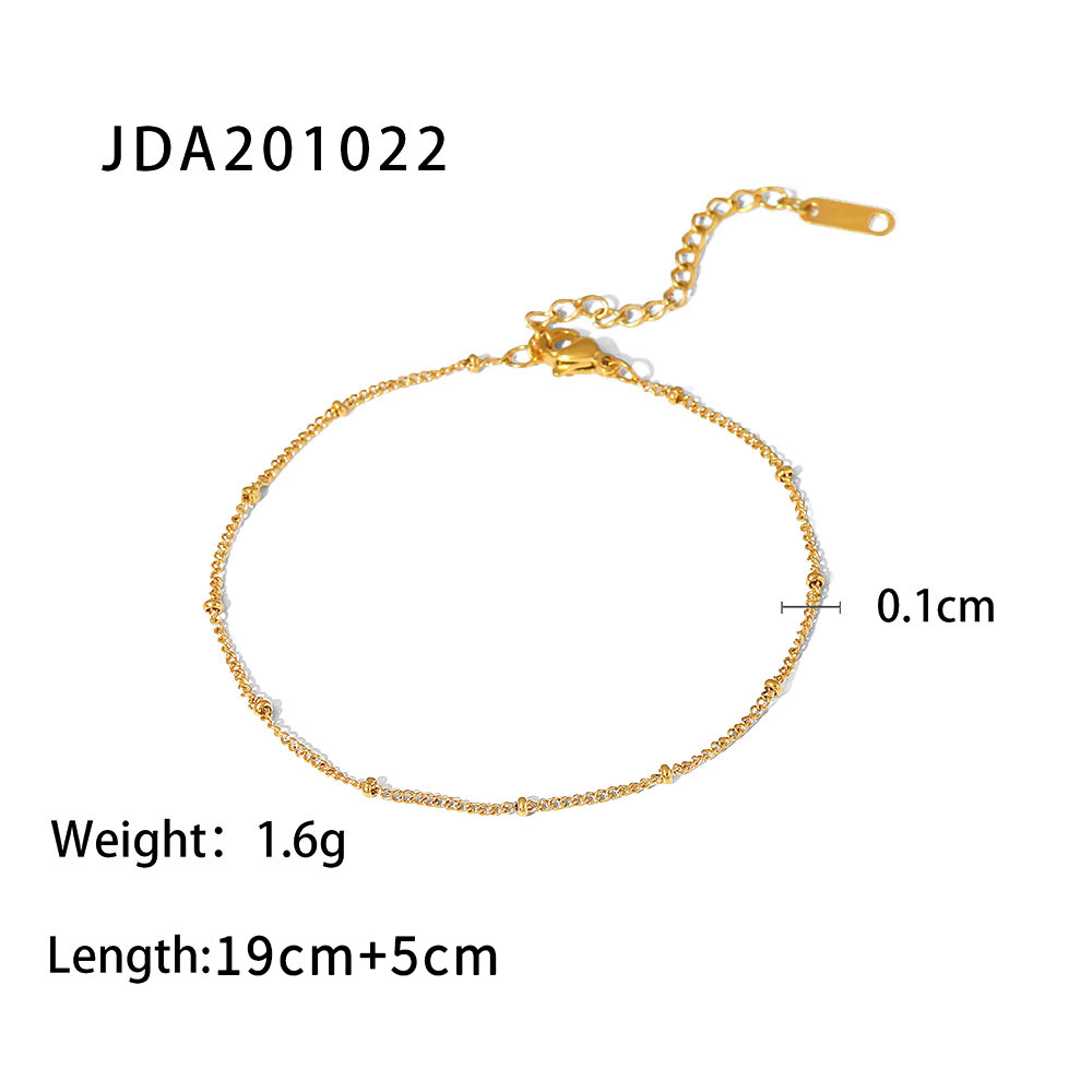 INS estilo tobillera moda simple de acero de titanio para mujer 18K oro fino clásico redondo Cadena de cuentas tobillera de acero inoxidable