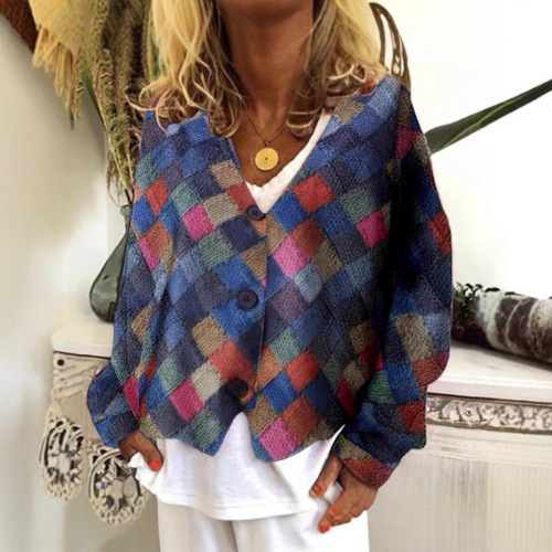 Women's Loose Casual Print Cardigan Sweater Outdoor Sweet Style 2025