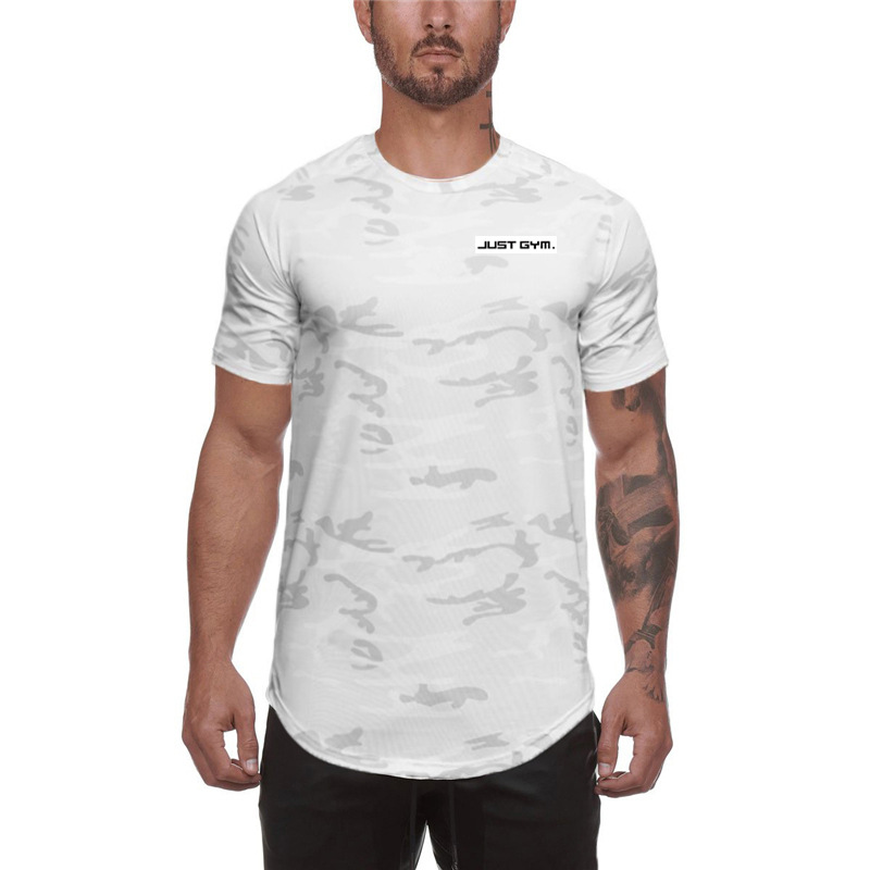 Men's fitness camouflage T-shirt short sleeve quick drying breathable base shirt_voghion.com