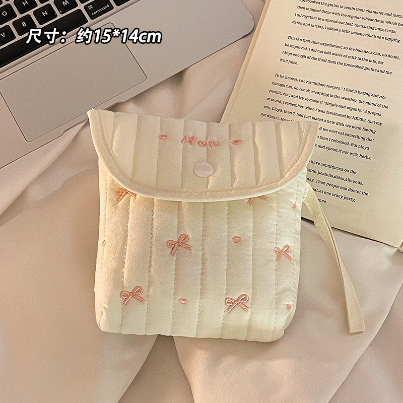 卫生巾收纳包可爱便携收纳袋高颜值蝴蝶结刺绣月事包大容量手提包|undefined