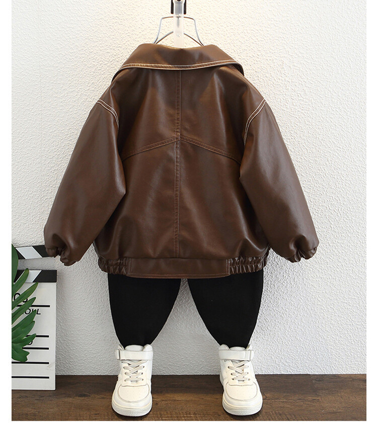 Mingxian Leather 2024 Autumn New Korean Edition Children's Cool and Handsome Jacket Boys' Spring Top_voghion.com
