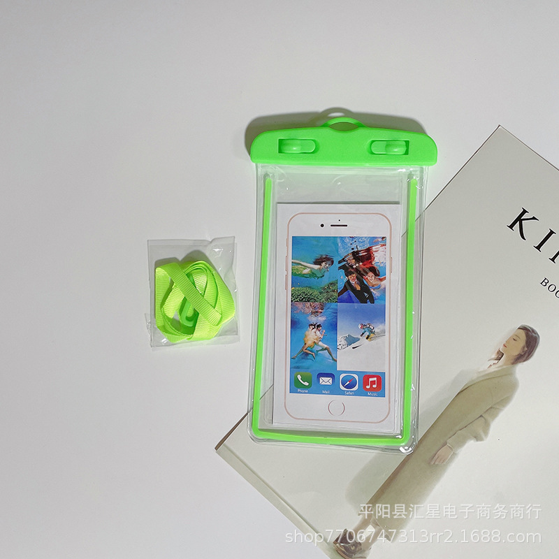 発光携帯電話防水バッグ、水泳、ラフティング、ダイビング用PVC蛍光携帯電話防水透明保護ケース、在庫あり、卸売|undefined