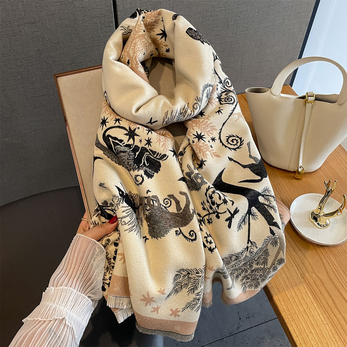 Sciarpa in cashmere da donna, sciarpa invernale di lusso_voghion.com