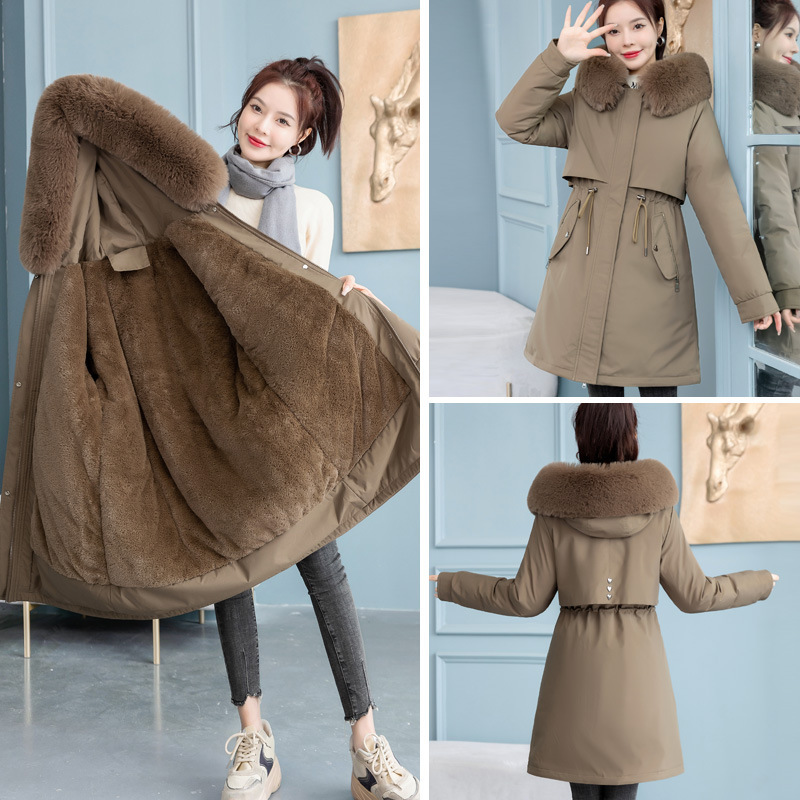 Parker Women's Winter Clothing New Slimming Look Women's down Jacket Fashionable Plus Wool All-In-One Cotton Jacket Jacket 2025