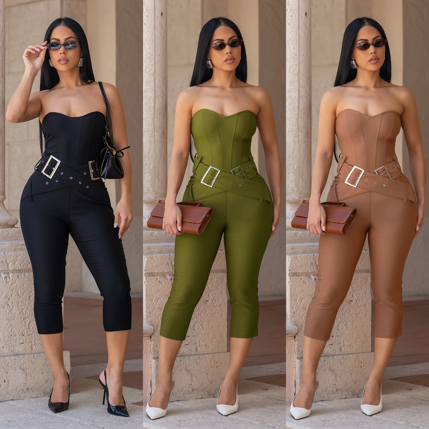 C7693 Aliexpress transfronterizo Amazon Europa y América de moda femenina sexy delgada de color sólido junkie
