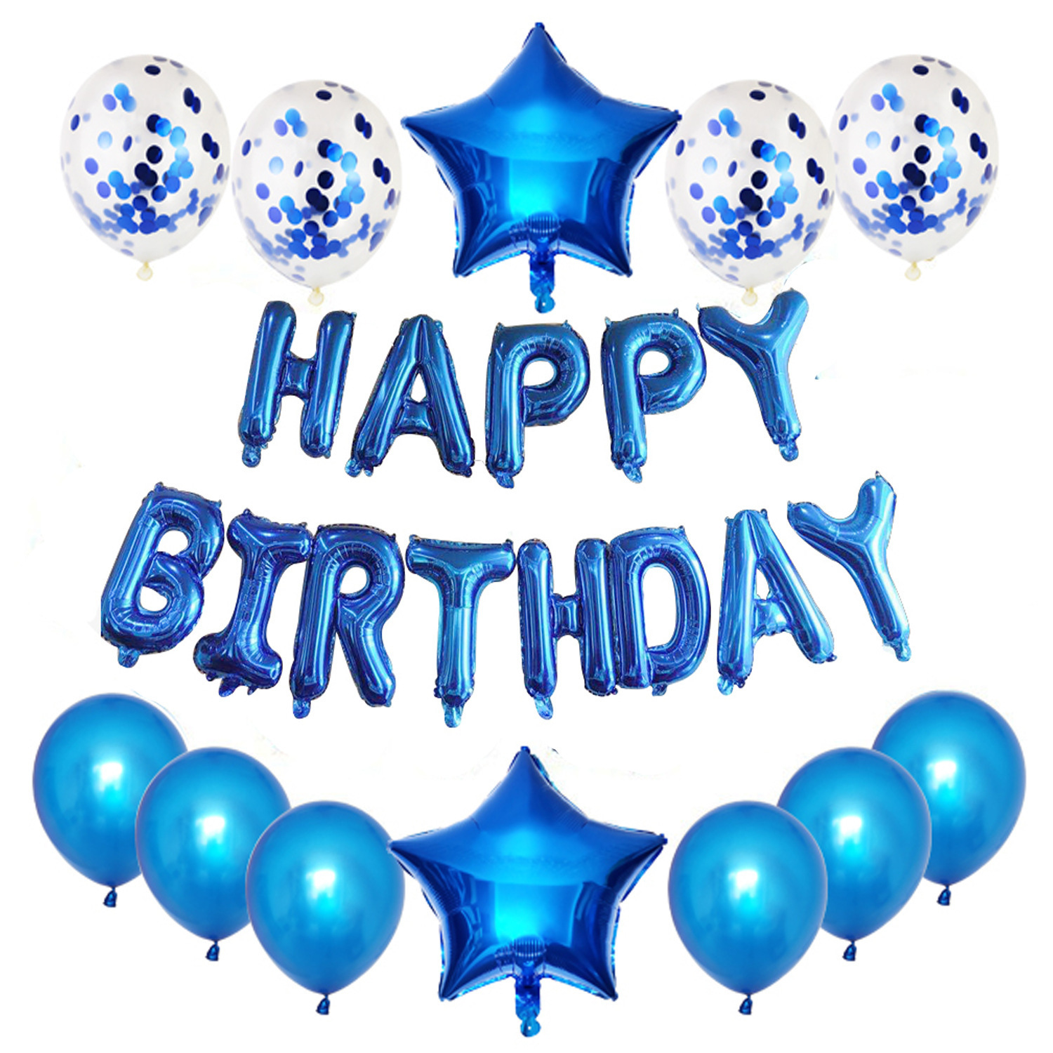 25 unids transfronteriza especial para Feliz cumpleaños traje de globo de aluminio fiesta de cumpleaños decoración arreglo suministros Bola de lentejuelas