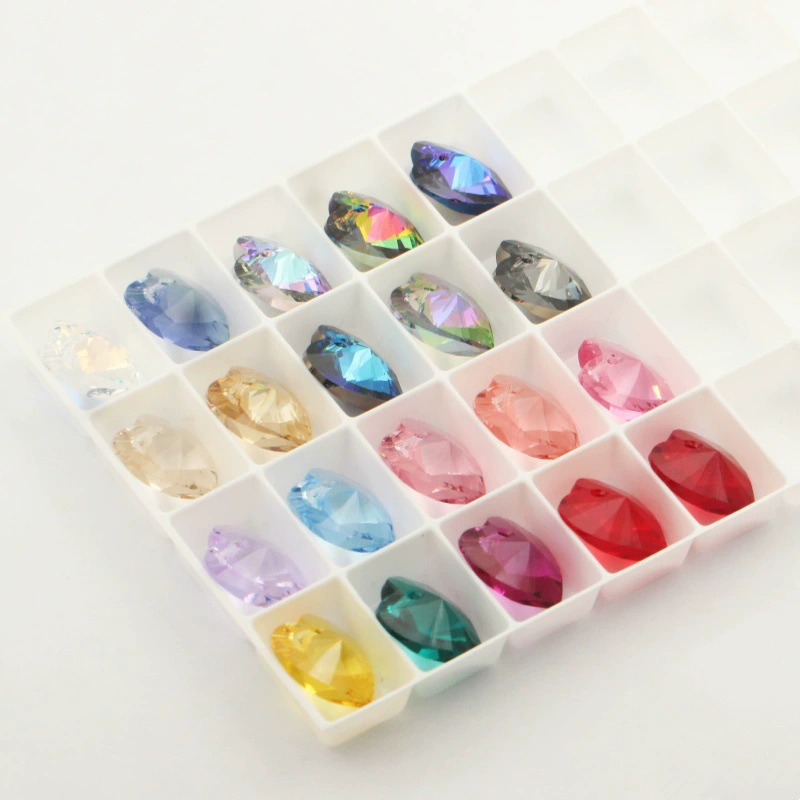 Pendant heart-shaped, multicoloured accessory, 14mm, 18mm