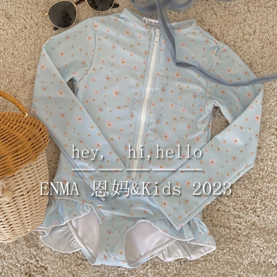 Girls' Swimwear 2025 Summer New Arrival Quick-Drying Sunscreen Long-Sleeved Swimwear Mid-Big Children's Fresh Floral Lace Swimwear Trendy