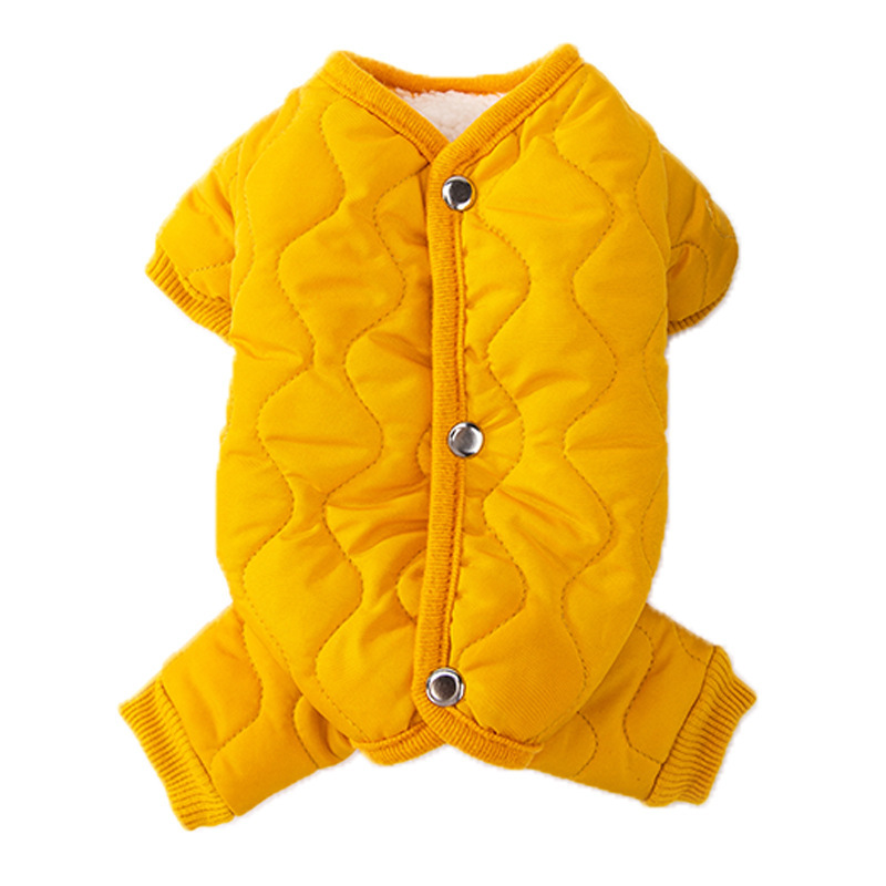 Japón y Corea del Sur estilo simple otoño e invierno perro acolchado grueso rebeca de algodón de cuatro patas abrigo de algodón gato cálido ropa de peluche para mascotas