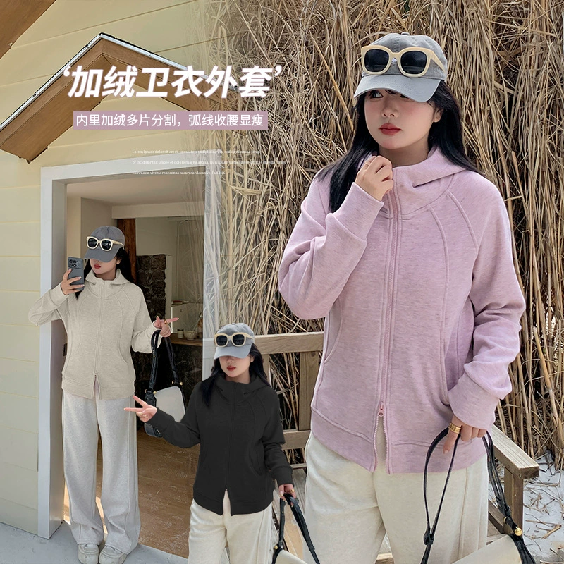 Женская одежда больших размеров Inno: утепленная толстовка на флисе, зимняя новинка, с капюшоном, облегающий крой, модель 441922