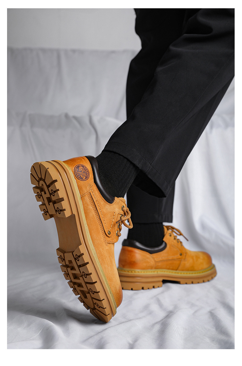 British Men's Leather Chukka Boots Thick Sole Comfortable Shoes_voghion.com