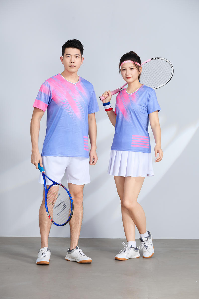 poliamonio rápido secado transpirable bádminton hombre niñas adultos el mismo cuello en V entrenamiento deportivo superior impresión personalizada