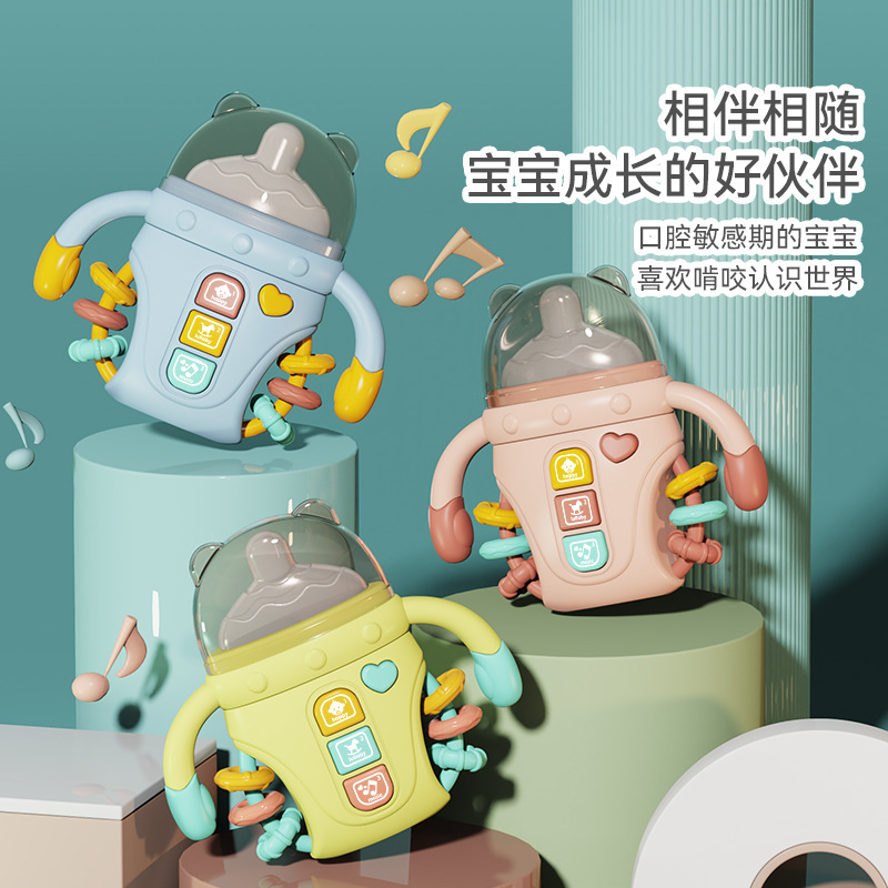 Baby soothing bottle rattle toy baby can gnaw bite glue 60-6 months old 3 puzzle early education 1 year old Baby soothing bottle rattle toy baby can gnaw bite glue 60-6 months old 3 puzzle early education 1 year old