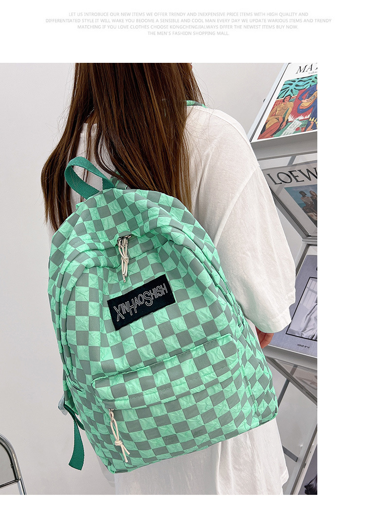 Korean ins artistic trend checkerboard checkered backpack, Japanese Harajuku style fresh and clean high school and junior high school student bag undefined