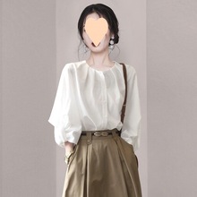 法式轻熟风小众设计感衬衫女2024春夏季新款灯笼袖衬衣半身裙套装