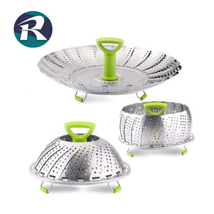 430 Stainless Steel Foldableing Steamer Lotus Telescopic Steamer Multi-Functional Steamed Buns and Dumplings Steaming Tray Steamer Drain Tray