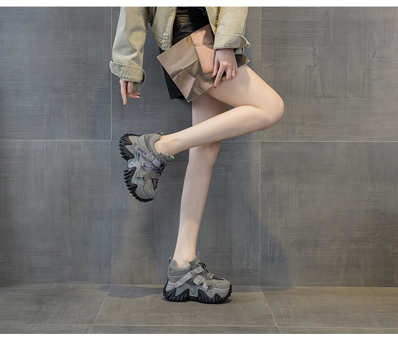 Giày sneaker nữ chunky đế dày phong cách retro, tăng chiều cao — Xám lông cừu 5013-1, Be lông cừu 5013-1, Be một lớp 5013, Đỏ lông cừu 5013-1 chi tiết 25