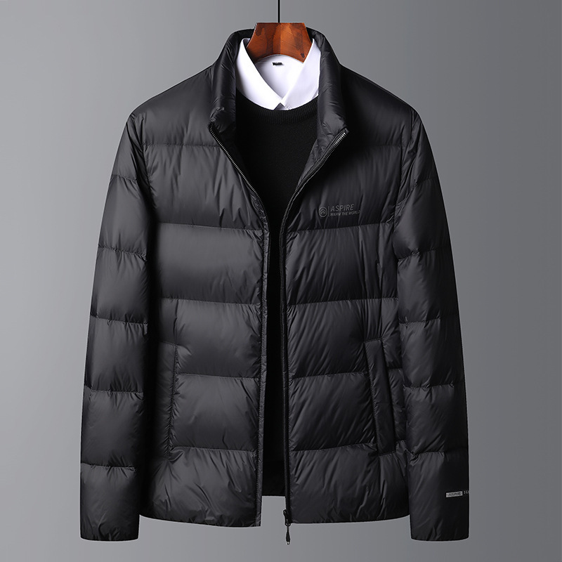 Brand Zero-Sense Pressure-Free down Jacket Winter Men's White Duck down Thickened Warm Short Stand Collar Business Casual Jacket