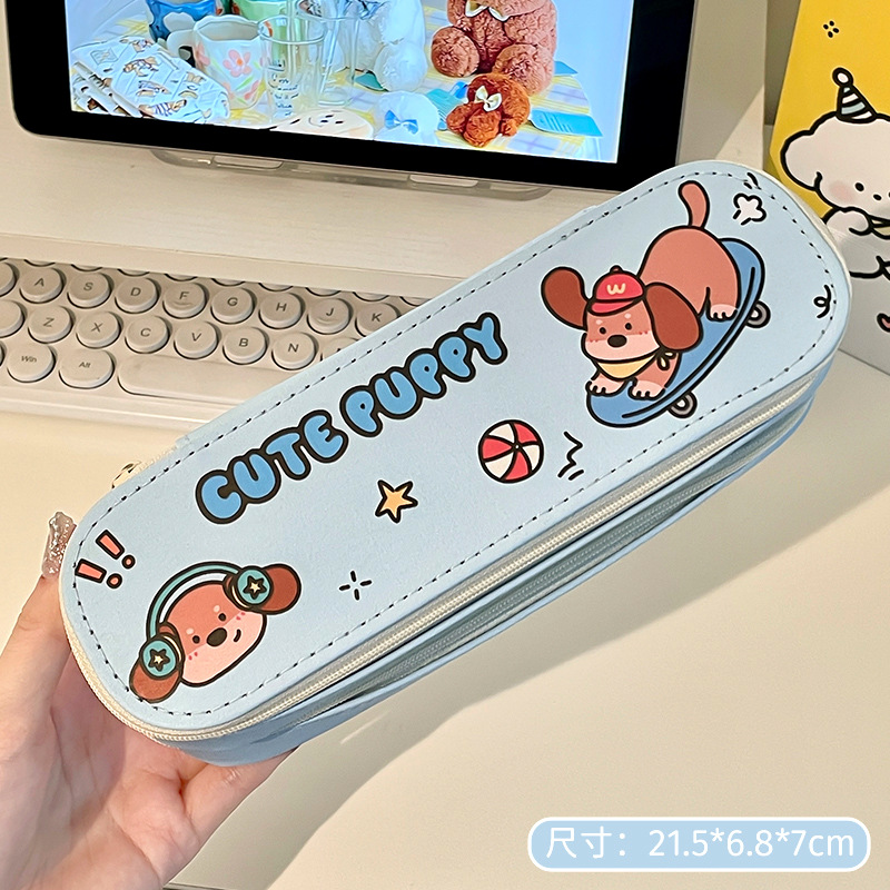 Estuche de lápices de doble capa para la temporada escolar de gran capacidad simple chica corazón lápiz caso estudiante lindo papelería lápiz Caso Premio regalo