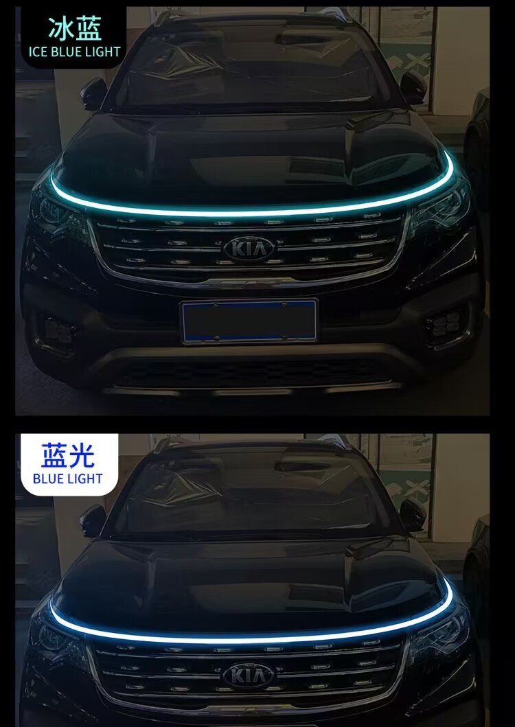 Car cover through type day running light change decoration universal dynamic scanning light guide strip led middle grid atmosphere light belt