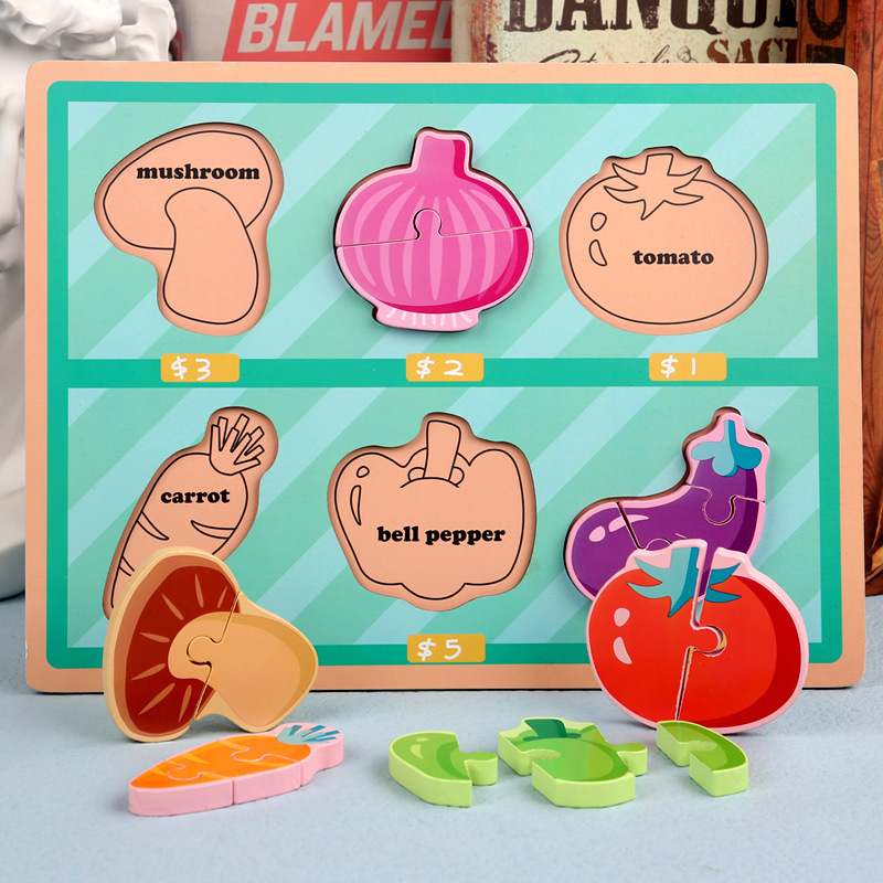 CPC madera tridimensional rompecabezas magnético frutas y verduras juego de corte de música