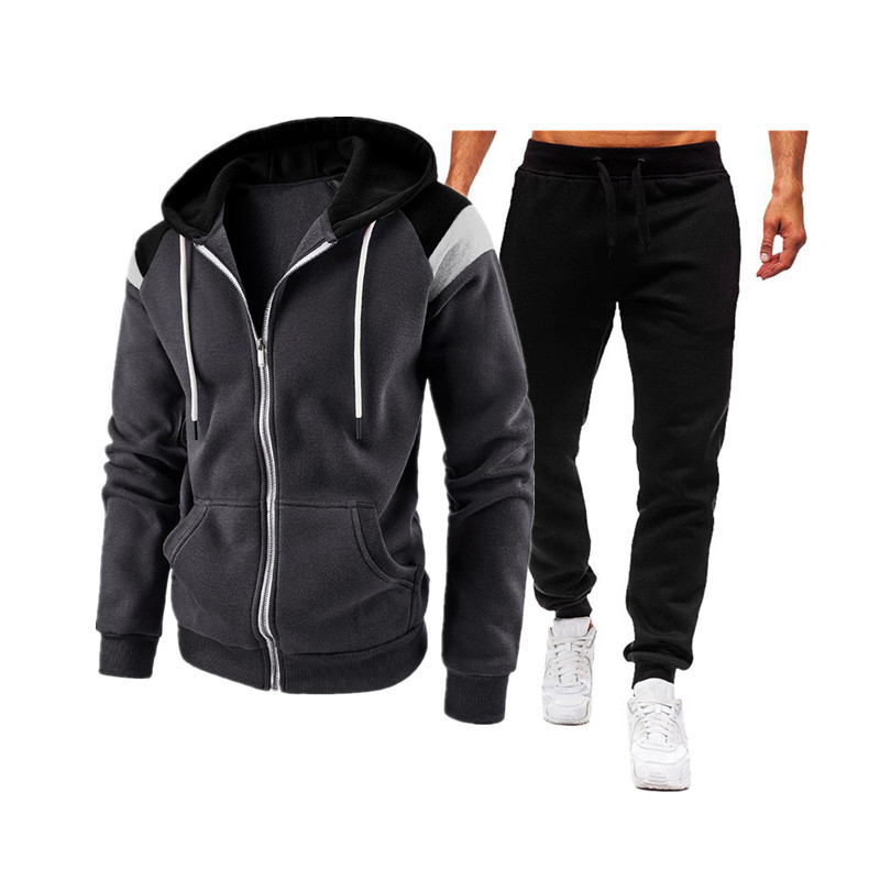 2022 transfronterizo Amazon nuevo europeo y americano de los hombres de color a juego contraste suéter de la moda traje deportivo casual de los hombres