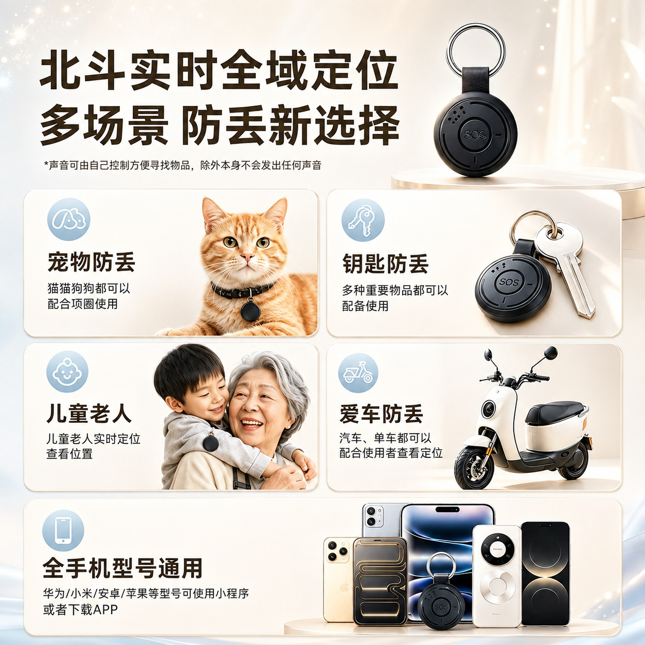 Beidou 5G+ Precision Locator, Round Anti-Loss Tracker, Universal GPS for Keys, Pets, Children, and Elderly, Suitable for Cars