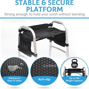 New portable handbag folding walker convenient pocket elderly walker tray with cup holder