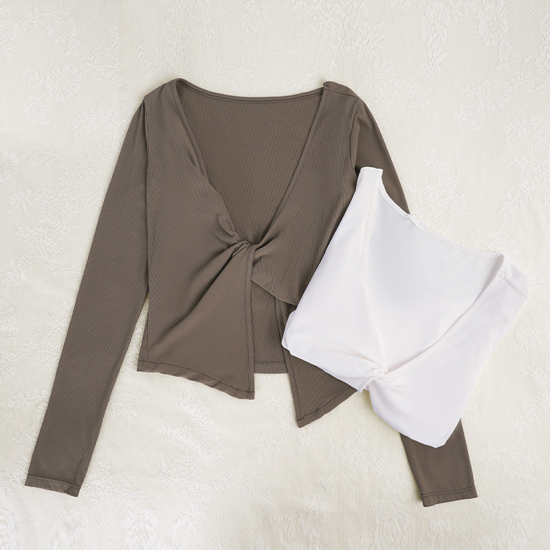 Ropa de baile, ropa de práctica, maestra, manga larga de primavera, danza clásica para adultos, danza moderna, cárdigan retorcido, abrigo fino