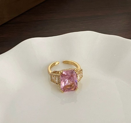 軽くて豪華でハイエンドのジルコンフルダイヤモンドリング、レトロな気質、絶妙でエレガントな人差し指オープンリング、スーパーフラッシュスタッキングリング|undefined